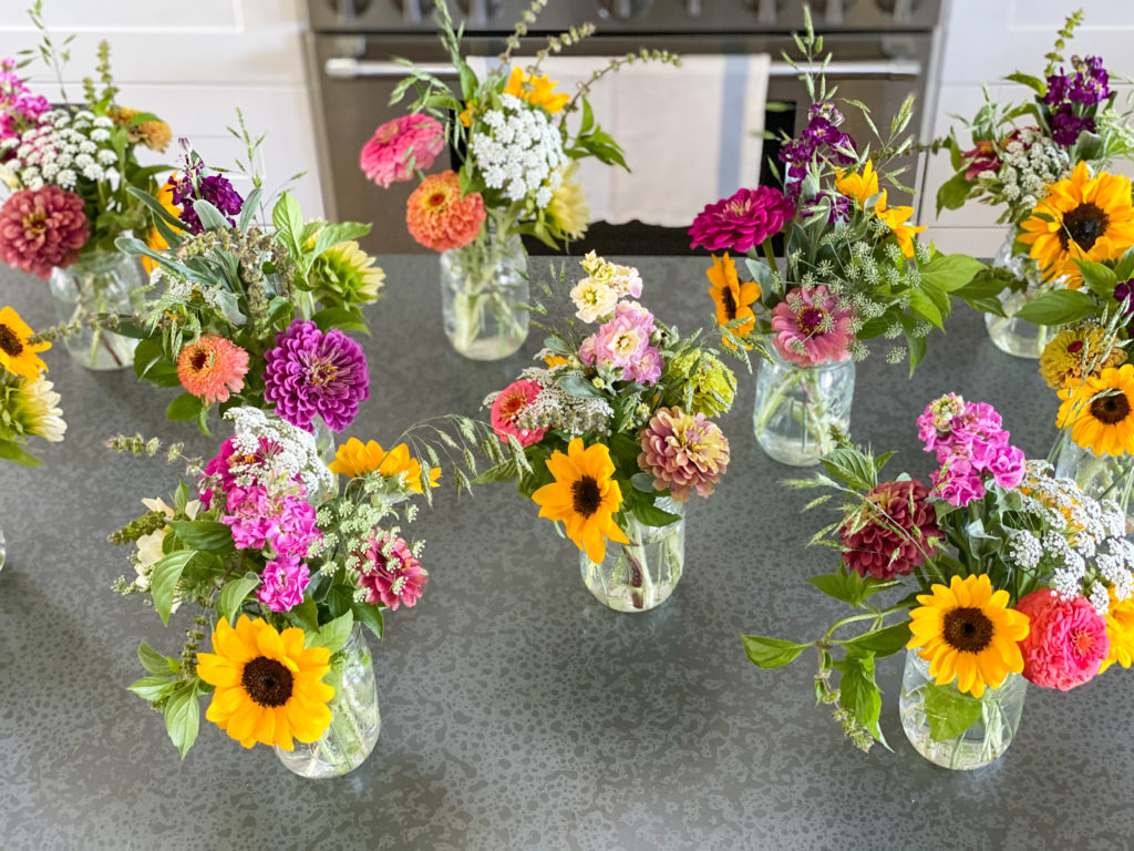 How to Make Mini Floral Bouquets from a Bucket of Blooms - Simple Leaf Farm